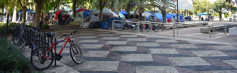 Near the Broward County Main Library in Fort Lauderdale, Florida, is a homeless camp.