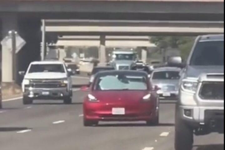 Tesla Model 3 Spotted Driving with Windshield Covered