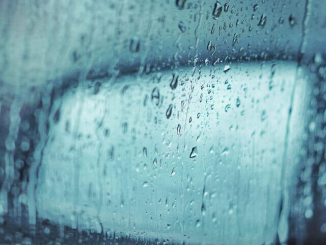 glass car window with dew.