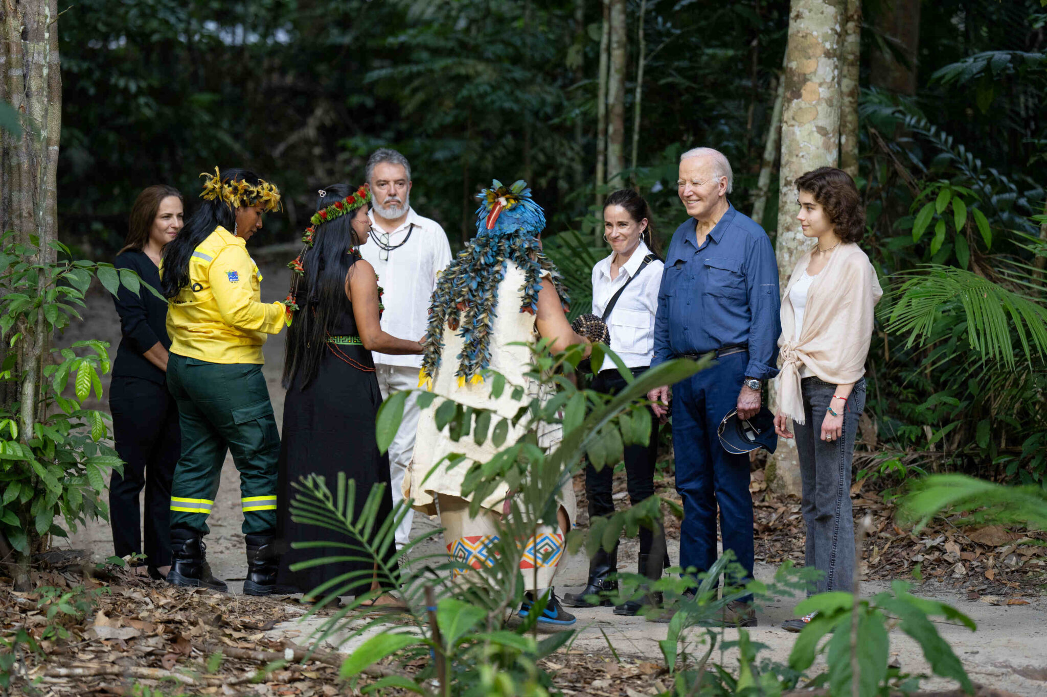 U.S. President Joe Biden visiting the Amazon rainforest.