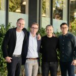 f.l.t.r. Oliver Blume, CEO Volkswagen Group, Carsten Helbing, designated future co-CEO of the joint venture, Wassym Bensaid, co-CEO of the joint venture, RJ Scaringe, Founder and CEO of Rivian.