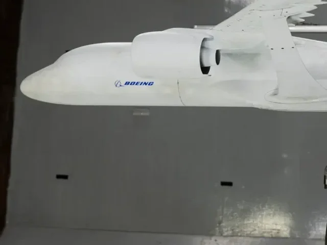 A model of the X-66 aircraft with a wingspan of almost 6 feet was placed in the 12-Foot Low-Speed Wind Tunnel at NASA’s Langley Research Center in Hampton, Virginia on October 30, 2024. During the tests, the team captured measurements of forces such as lift and drag over many aerodynamic configurations and flight conditions. NASA/Ryan Hill