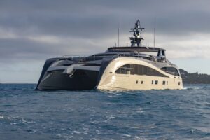 AI-Powered 140-Foot Hybrid Luxury Yacht with 90% Electric Cruise, Solar Panels, and Energy-Saving Hibernation Mode