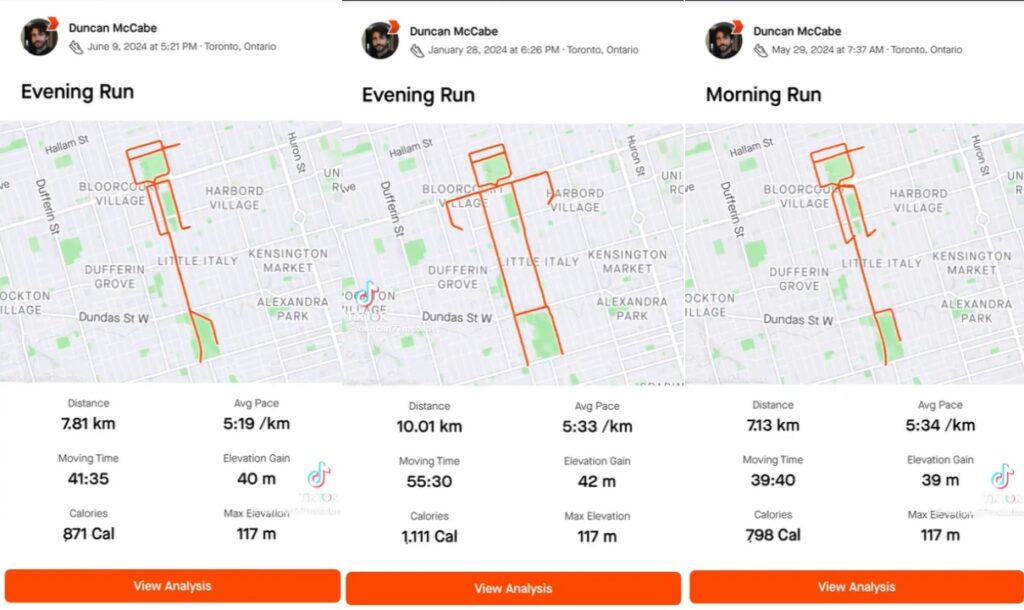 Duncan McCabe made art with his daily running tracking. Photo Source: @BenSteiner00 (X Formerly Twitter)