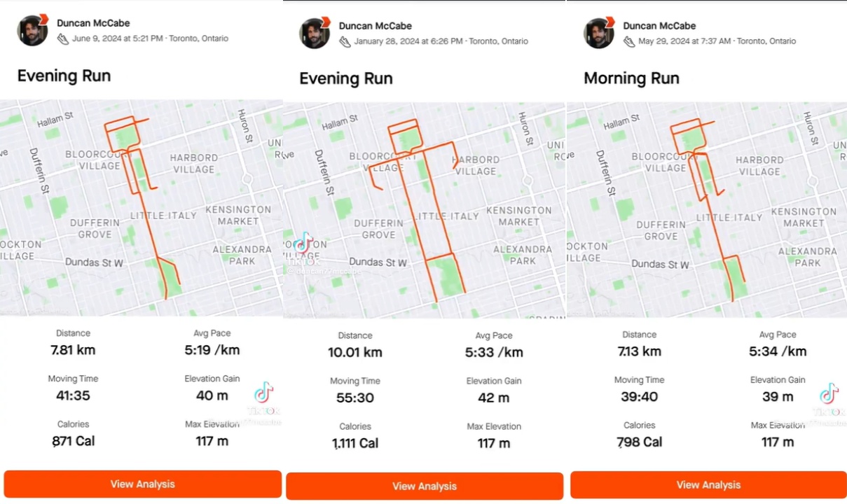 Duncan McCabe made art with his daily running tracking. Photo Source: @BenSteiner00 (X Formerly Twitter)