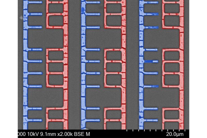 D-Met fabricated patterns produce components for potential use in microelectromechanical systems (MEMS). Image credit: Julia Chang.