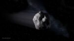 Typically, asteroids — like the one depicted in this artist’s concept — originate from the main asteroid belt between the orbits of Mars and Jupiter, but a small population of near-Earth objects may also come from the Moon’s surface after being ejected into space by an impact.