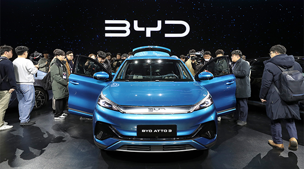 Representative Image. Journalists take interest in BYD’s Atto 3 at an event in Incheon, South Korea, on Jan. 16.