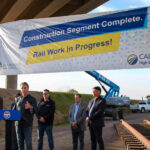 Governor Newsom, CEO Choudri, partners, and community leaders speaking at the opening of the Railhead Project. Photo Source: California High Speed Rail Authority.