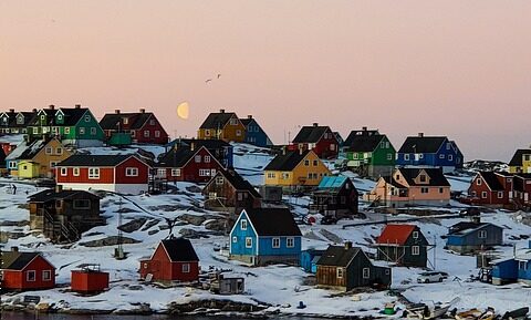 Representative image. Sunset In a Greenland Village. Photo Source: seth7225 (Pixabay)