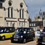 London Cabs in Front of Blois Castle, Blois, Department of Loir-et-Cher, Region of Centre-Loire Valley, France