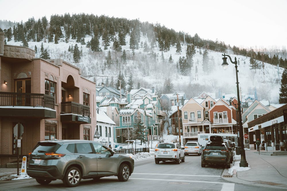 Winter Scene in Park City, Utah Street