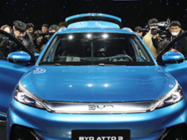 Representative Image. Journalists take interest in BYD’s Atto 3 at an event in Incheon, South Korea, on Jan. 16.