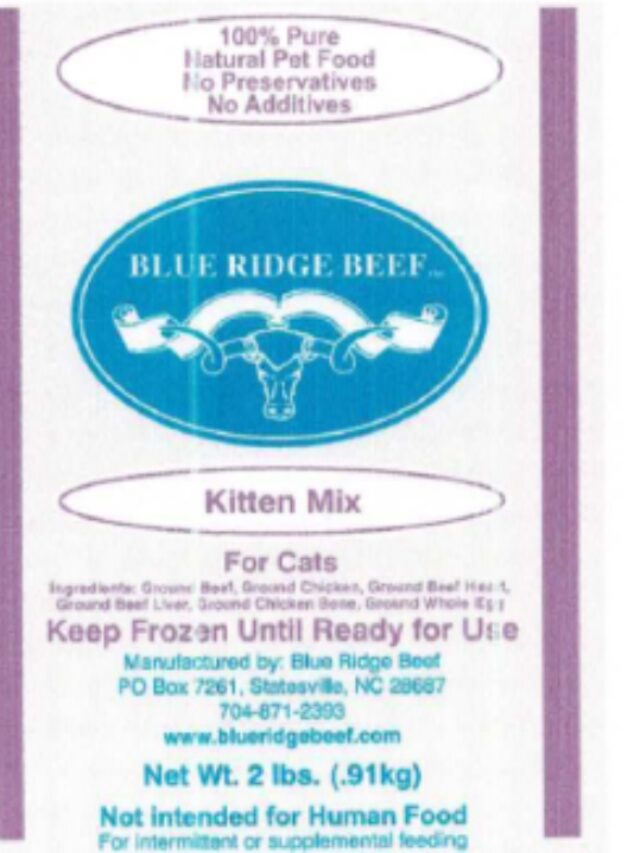 Blue Ridge Beef Recalls Kitten Mix Over Salmonella Risk