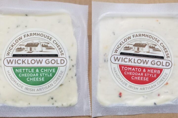 Wicklow Gold Cheddar Nettle & Chive Product Photo on the Left & Wicklow Gold Cheddar Tomato & Herb on the right. Photo Source: FDA