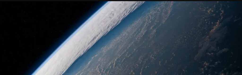 Earth from space, horizon glowing against black. Photo Source: The Australian National University.