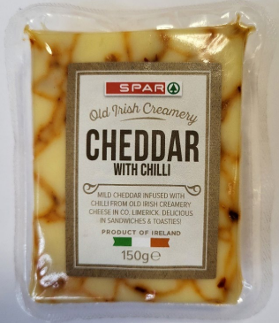 A packaged block of cheddar cheese with chili. Photo Source - FSA