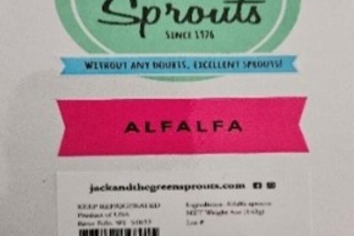 Jack and the Green Sprouts, Inc. is recalling its 5-ounce alfalfa sprout packages. Photo Source: Jack and the Green Sprouts, Inc.