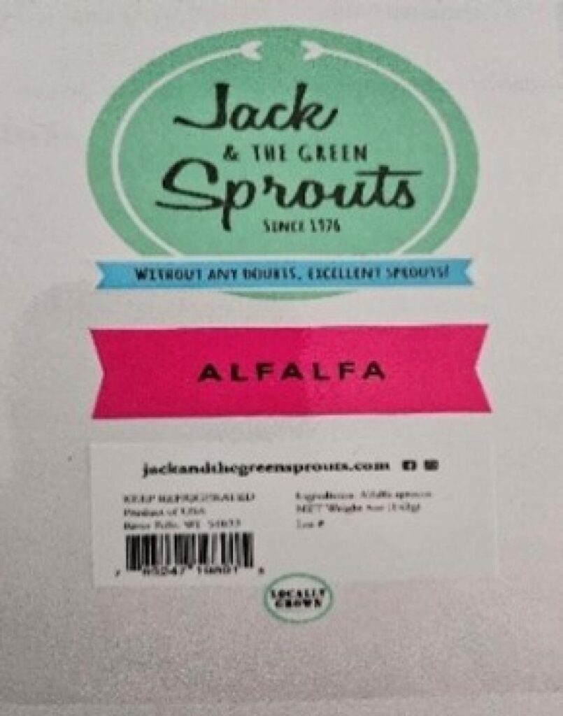 Jack and the Green Sprouts, Inc. is recalling its 5-ounce alfalfa sprout packages. Photo Source: Jack and the Green Sprouts, Inc.