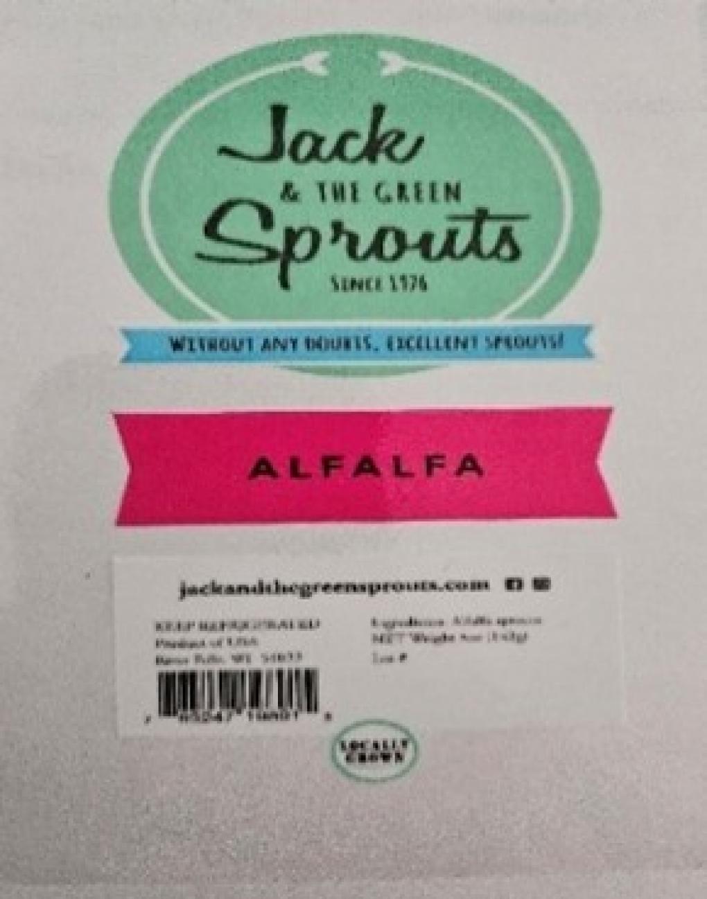 Jack and the Green Sprouts, Inc. is recalling its 5-ounce alfalfa sprout packages. Photo Source: Jack and the Green Sprouts, Inc.