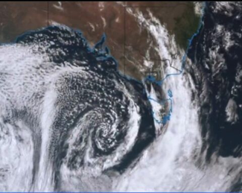 Representative Image: Satellite view of a cyclone over the ocean near a landmass. Photo Source: Bureau of Meteorology, Australia (X.com)