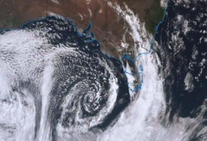 Representative Image: Satellite view of a cyclone over the ocean near a landmass. Photo Source: Bureau of Meteorology, Australia (X.com)