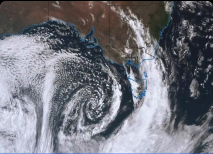 Representative Image: Satellite view of a cyclone over the ocean near a landmass. Photo Source: Bureau of Meteorology, Australia (X.com)