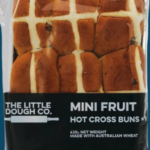 A package of mini fruit hot cross buns from "The Little Dough Co." Photo Source - Food Standards (Facebook)