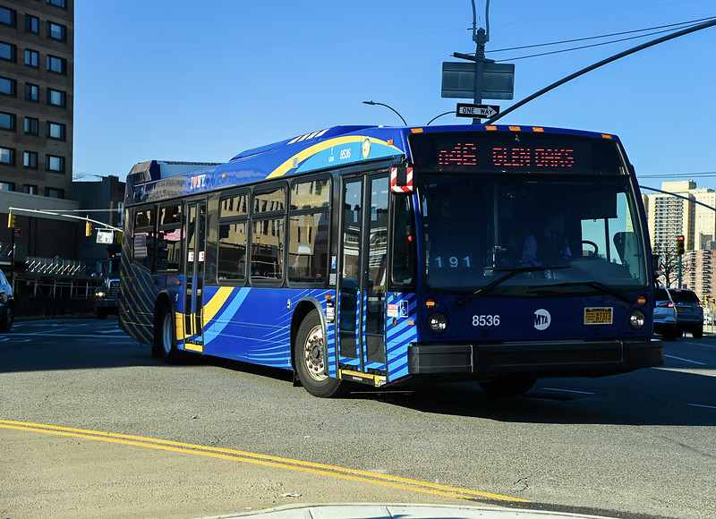 Representative image. Blue bus on road. Photo Source: Metropolitan Transportation Authority (CC BY 2.0).