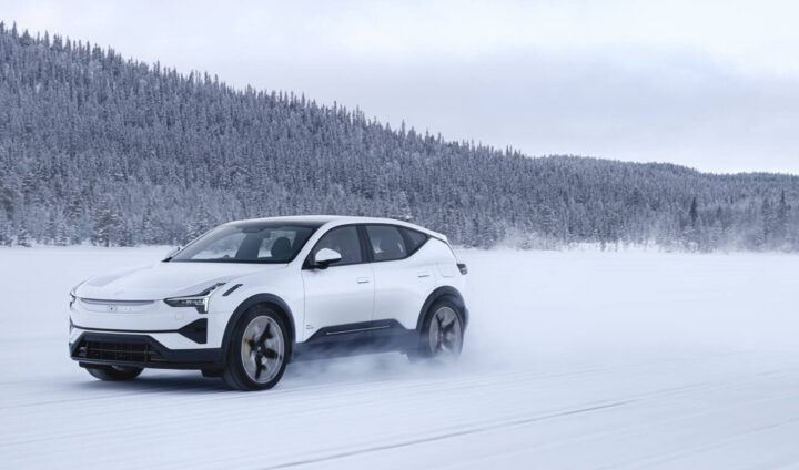 Representative Image: Polestar 3 an electric SUV driving in a snowy landscape. Photo Source: Polestar Press.