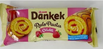 A packaged food product labeled as "Ülker Dankek Rulo Pasta Çilekli.". Photo Source - FDA