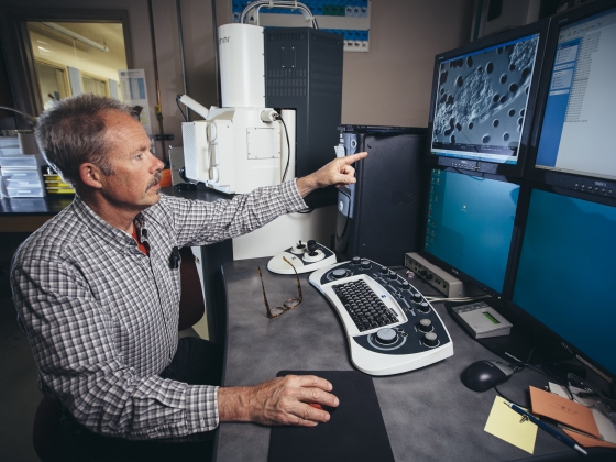 Individual pointing at one of the screen . Photo Source - Adrian Sanchez-Gonzalez (MSU)