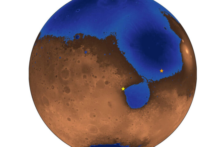 Topographical map of Mars. Photo Source - UC Berkeley News