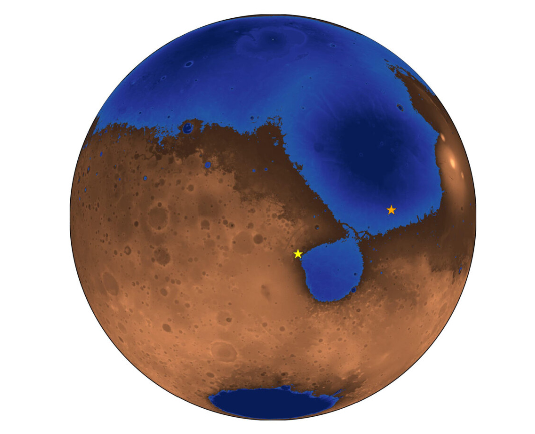 Topographical map of Mars. Photo Source - UC Berkeley News