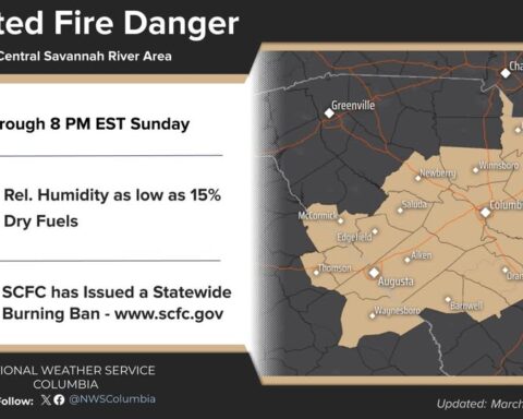 Fire danger warning, statewide ban. Photo Source: US National Weather Service Columbia South Carolina.