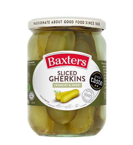 Sliced Gherkins Crunchy and Sweet.