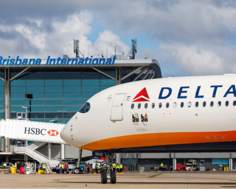 Delta Airlines aircraft parked at Brisbane International Airport. Photo Source - Brisbane Airport