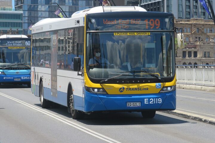 Representative Image. A Transport for Brisbane crossing the Victoria Bridge heading to West End.