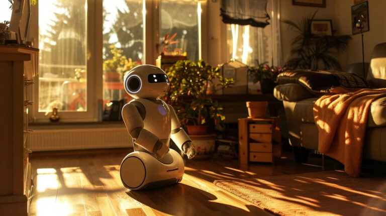 Representative Image. A robot sits calmly inside a cozy home basking in the warmth of the setting sun. (StockCake)