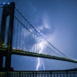 Verrazzano Bridge, lightning, dramatic night. Photo Source: mta.info.