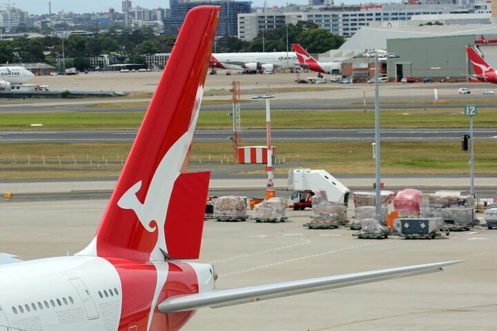 Representative Image. Qantas plane - Flying Kangaroo tail logo. Photo Source: Neerav Bhatt