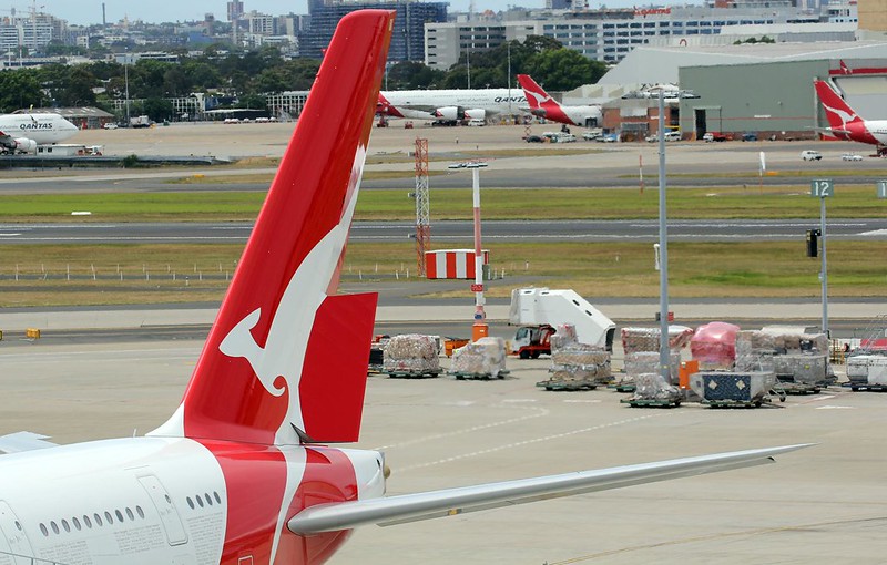 Representative Image. Qantas plane - Flying Kangaroo tail logo. Photo Source: Neerav Bhatt