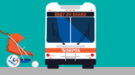 A front view of a SEPTA bus with the words "BABY ON BOARD" displayed on its destination sign. Photo Source -SEPTA