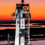 A SpaceX Falcon 9 rocket with the company’s Dragon spacecraft on top is seen during sunset on the launch pad at Launch Complex 39A at NASA’s Kennedy Space Center in Florida on Tuesday, March 11, 2025, ahead of the agency’s SpaceX Crew-10 launch. Crew-10 is the 10th crew rotation mission with SpaceX to the International Space Station as part of the agency’s Commercial Crew Program, sending NASA astronauts Anne McClain and Nichole Ayers, along with JAXA (Japan Aerospace Exploration Agency) astronaut Takuya Onishi and Roscosmos cosmonaut Kirill Peskov to the orbiting laboratory for about a four-month science mission. Liftoff is targeted for 7:03 p.m. EDT Friday, March 14, 2025. SpaceX, Photo Sources: Nasa.gov