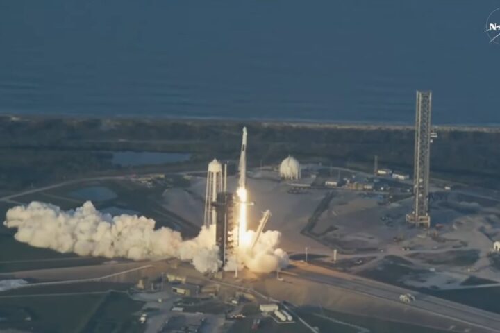 A SpaceX Falcon 9 rocket propelled the Dragon spacecraft into orbit carrying NASA astronauts Anne McClain and Nichole Ayers, JAXA (Japan Aerospace Exploration Agency) astronaut Takuya Onishi, and Roscosmos cosmonaut Kirill Peskov.