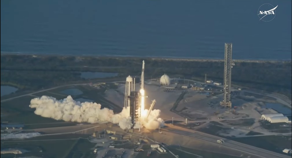 A SpaceX Falcon 9 rocket propelled the Dragon spacecraft into orbit carrying NASA astronauts Anne McClain and Nichole Ayers, JAXA (Japan Aerospace Exploration Agency) astronaut Takuya Onishi, and Roscosmos cosmonaut Kirill Peskov.